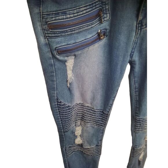 Waimea Men's 32x31 Skinny Fit Distressed Rip Torn Designer Trendy Embroidered - Picture 8 of 16